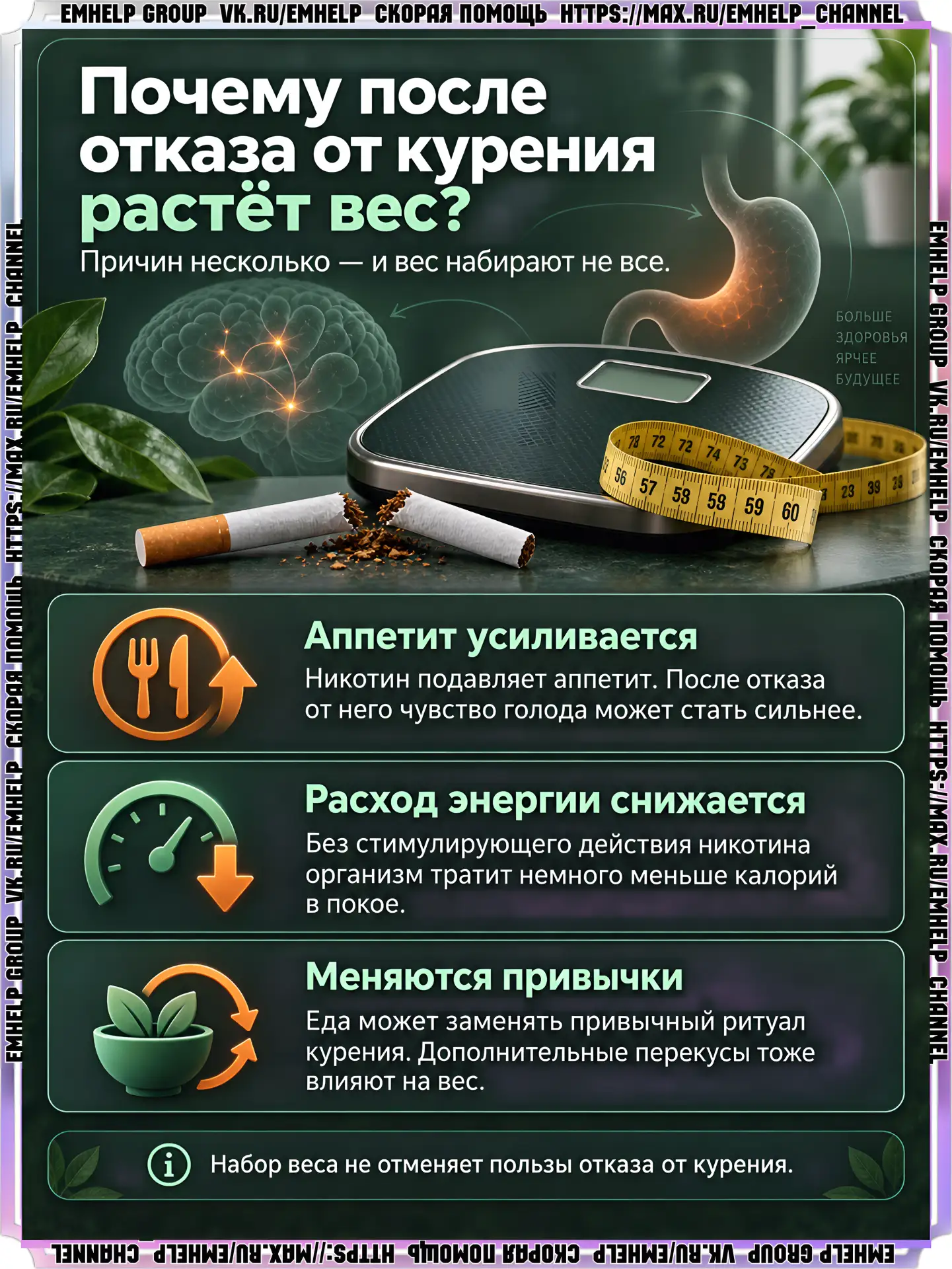 Почему, если бросаешь курить, толстеешь?