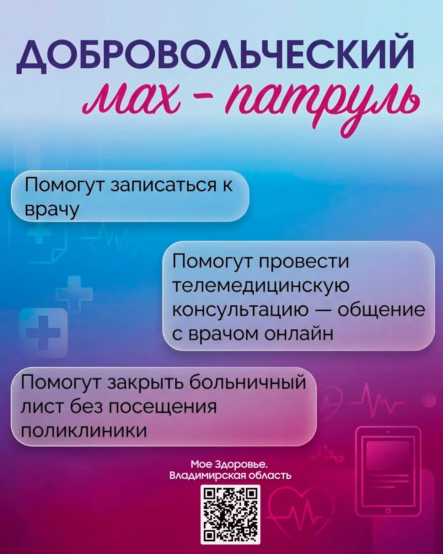 🩺 Во Владимирской области запустят «Добровольческий МАХ-патруль»