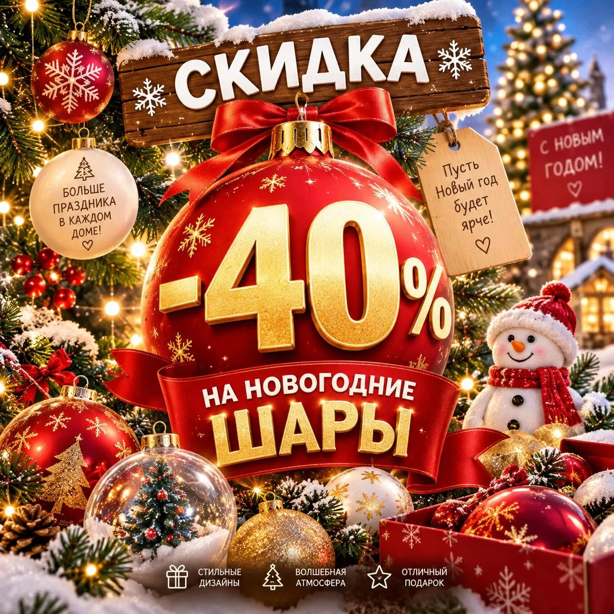 🎄 Скидка 40% на все новогодние шары!