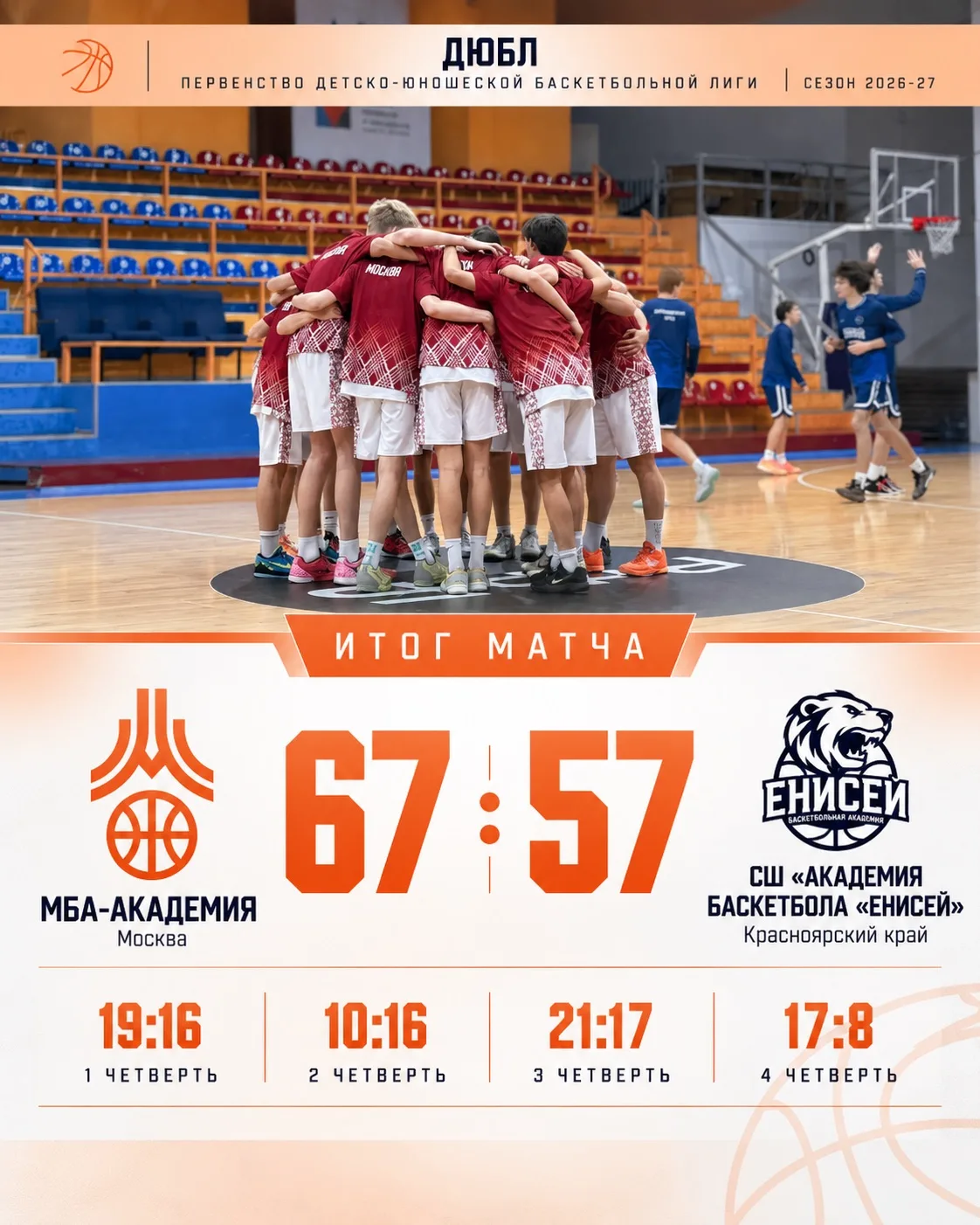 🔥 В стартовом матче первого тура предварительного раунда Первенства ДЮБЛ  подопечные А...