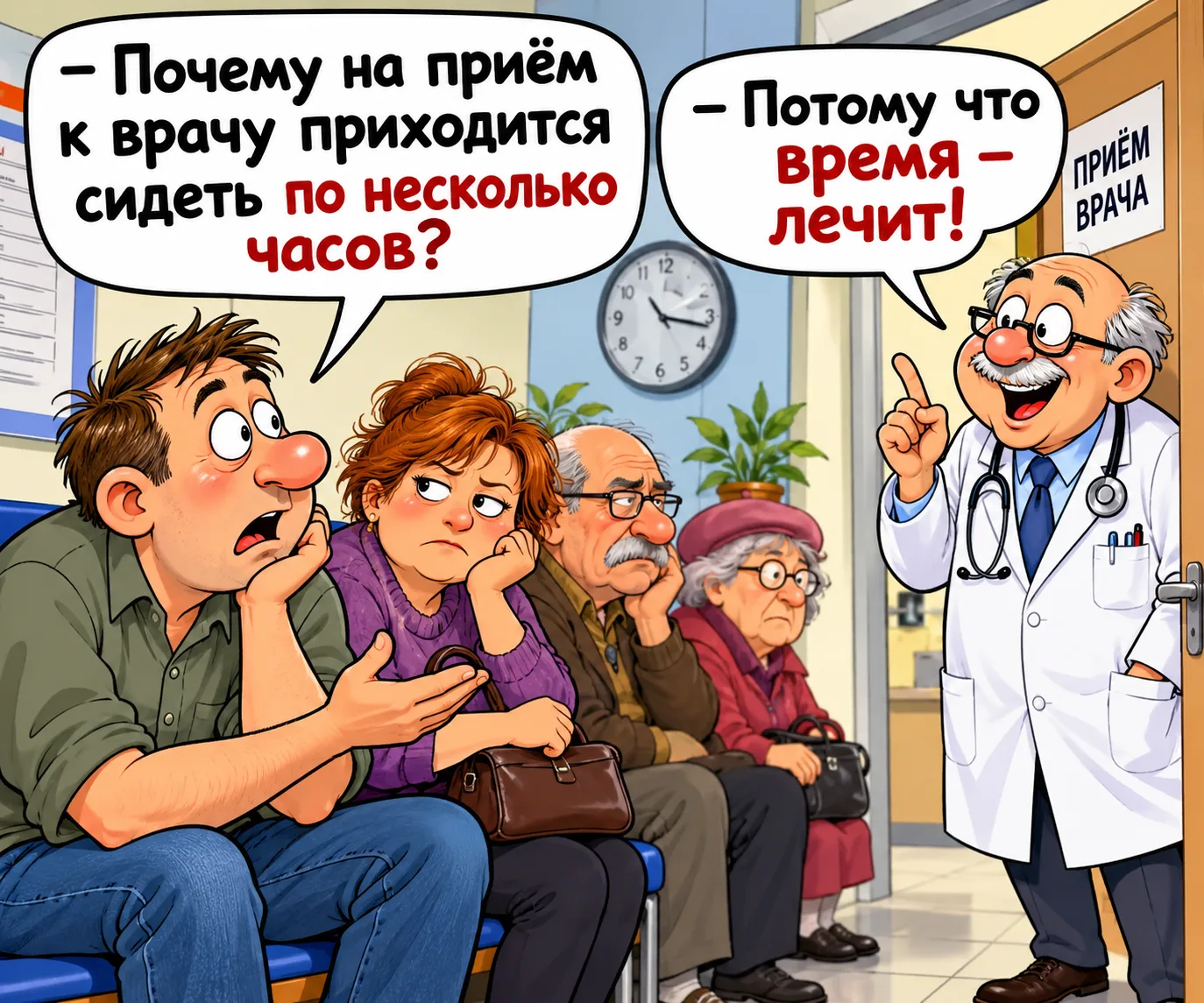 — Почему на приём к врачу приходится сидеть по несколько часов?