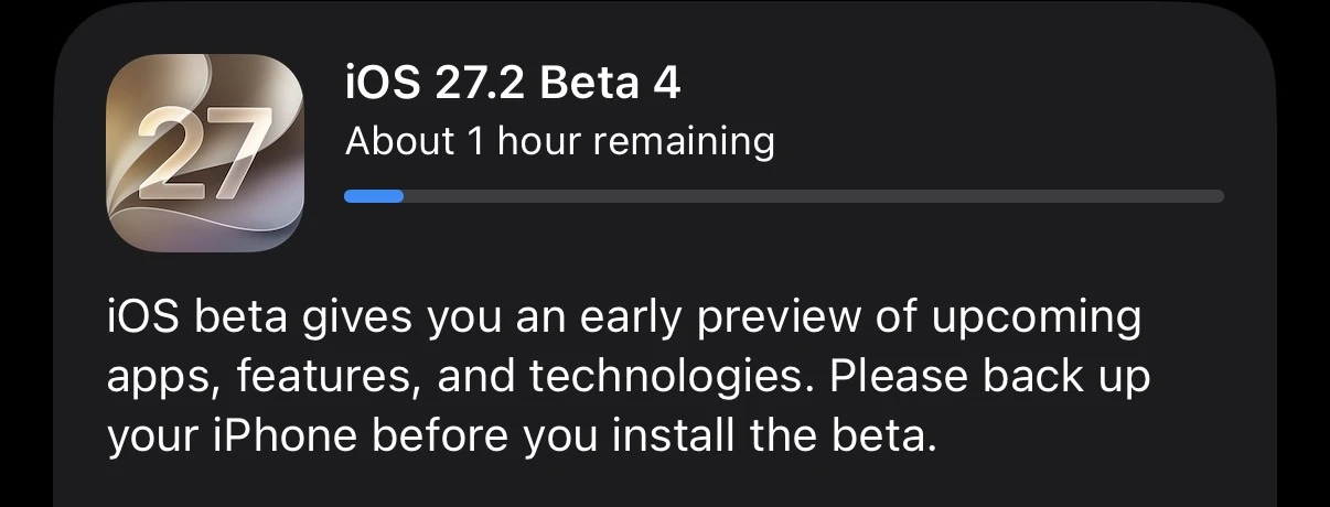 Вышла iOS 27.2 beta 4 для разработчиков