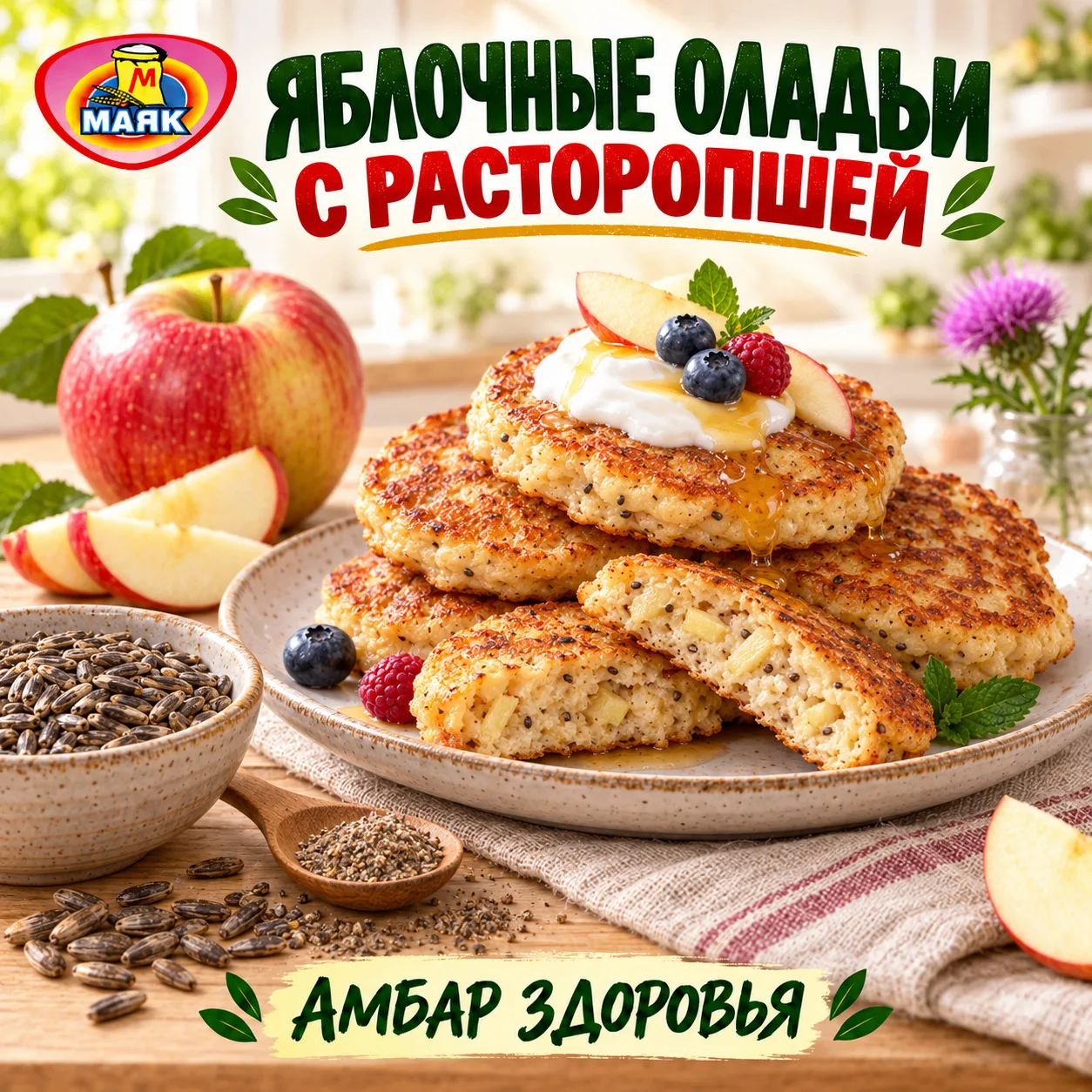🥞 ЯБЛОЧНЫЕ ОЛАДЬИ С РАСТОРОПШЕЙ