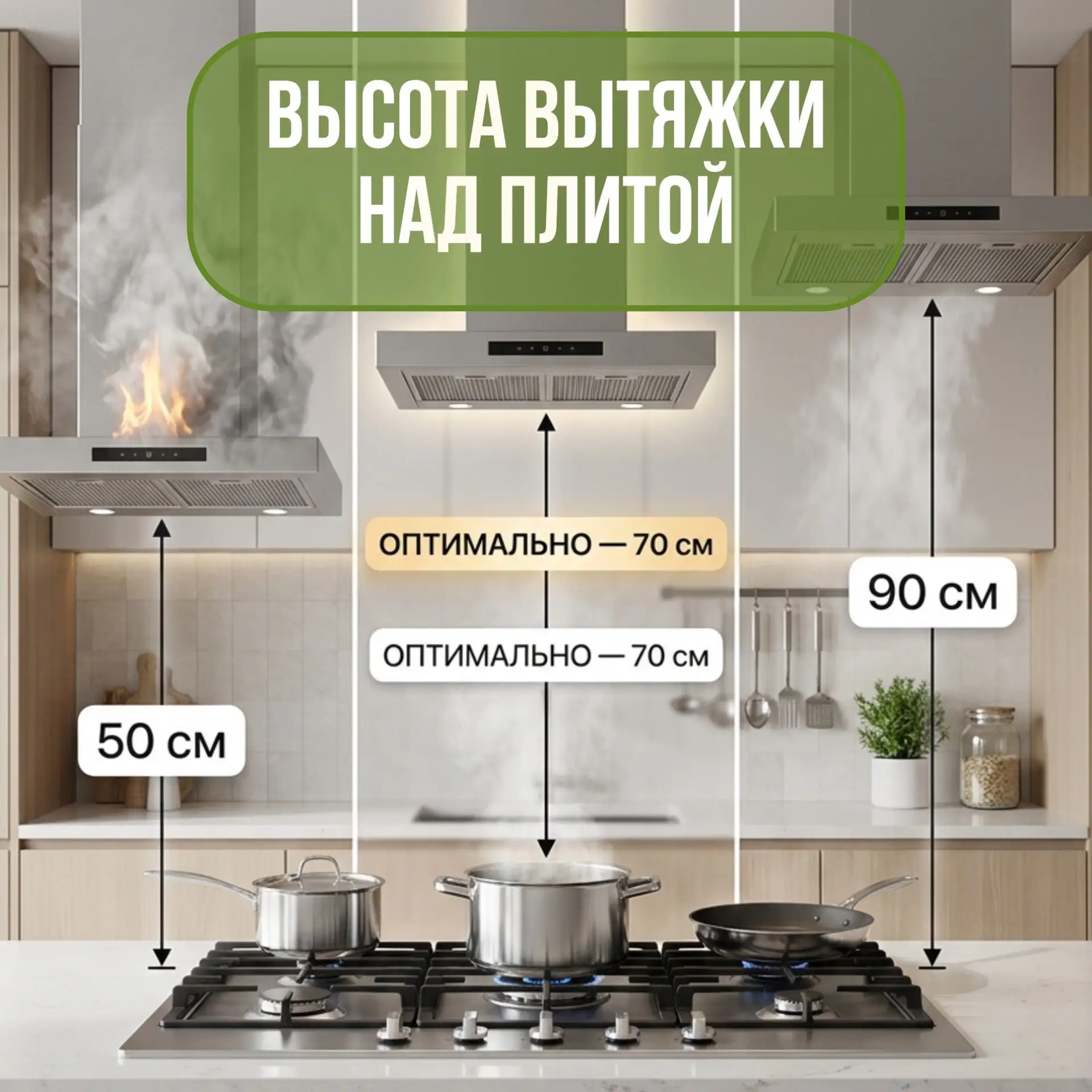 📐 На какой высоте устанавливать вытяжку над плитой?