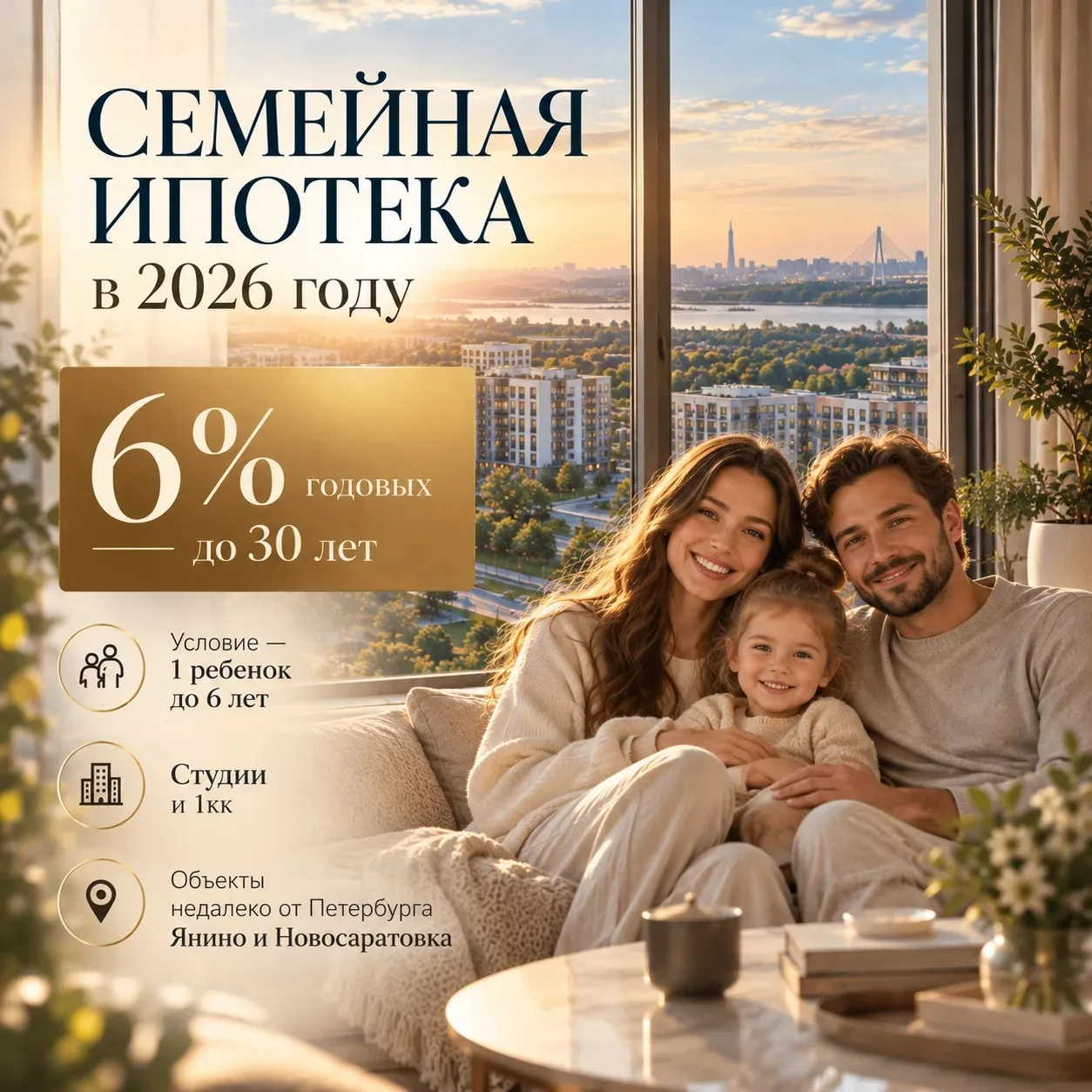 Семейная ипотека под 6% в 2026 году. Да-да такое возможно!