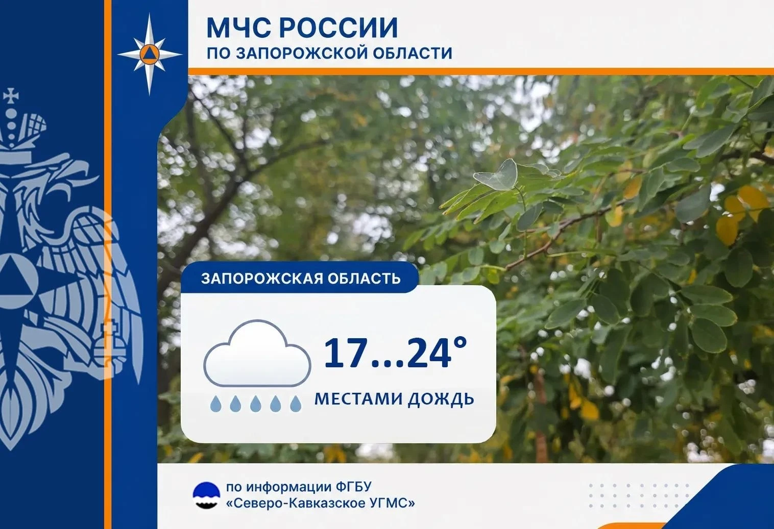 Прогноз погоды на 14 октября по Запорожской области