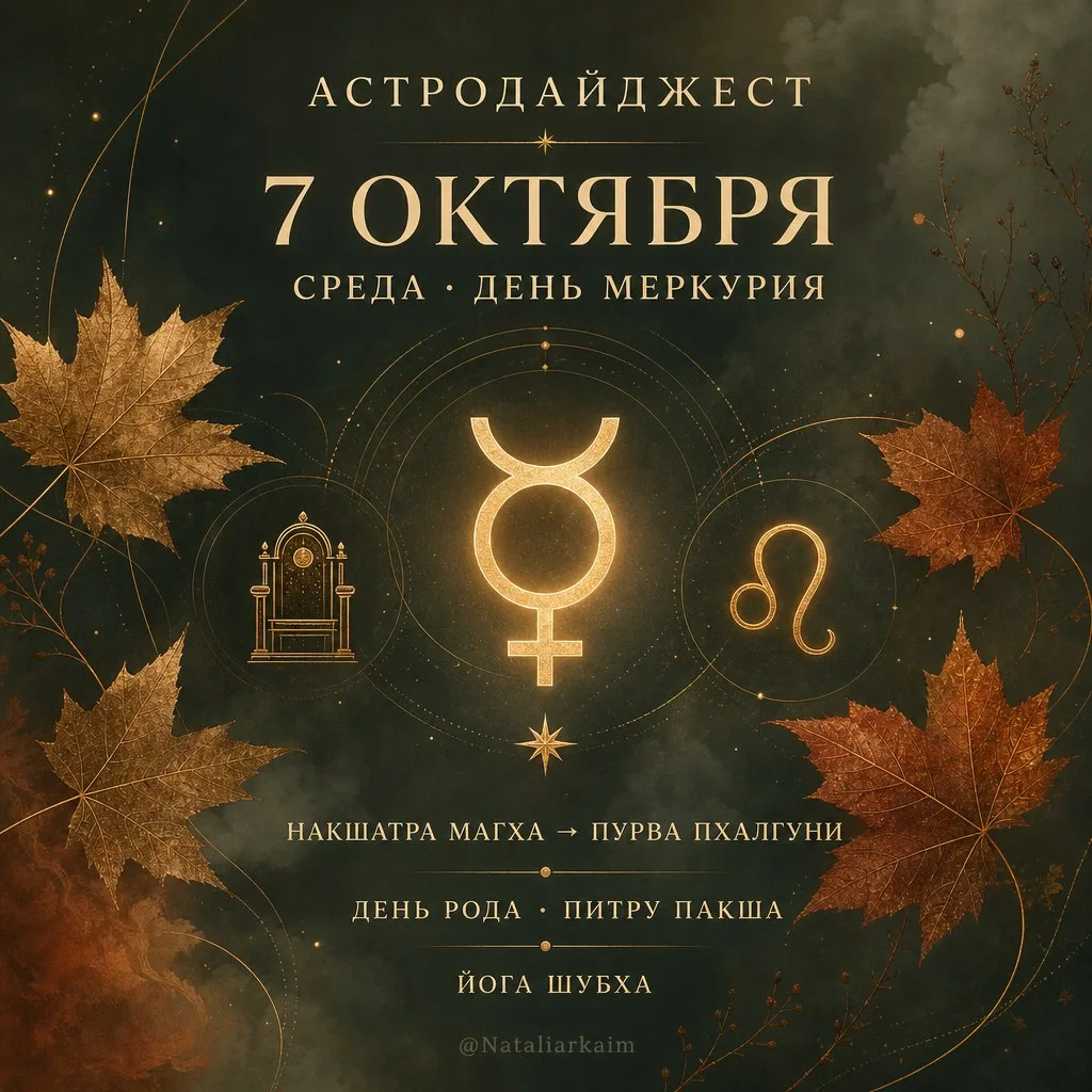 AСТРОДАЙДЖЕСТ 7 ОКТЯБРЯ, СРЕДА - ДЕНЬ МЕРКУРИЯ 🪶