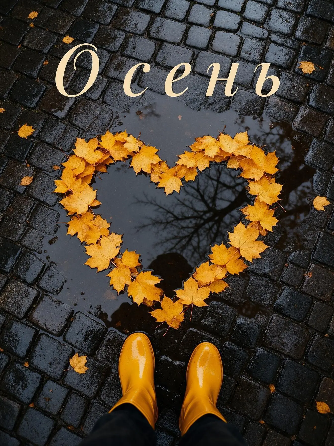 Сердце из листьев + типографика
