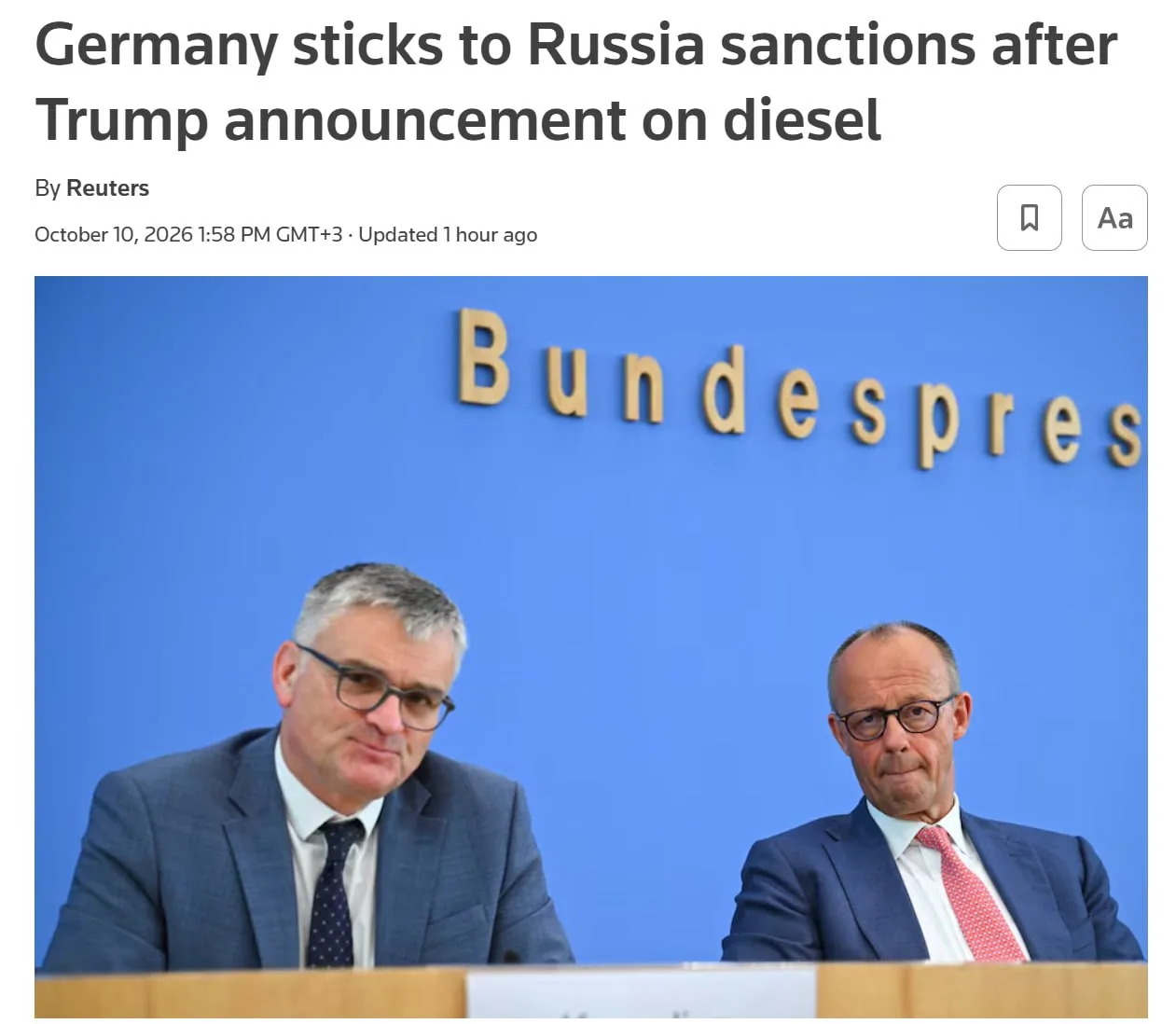 ⚡️ Германия отказалась от отмены санкций против России вслед за США, — Reuters.