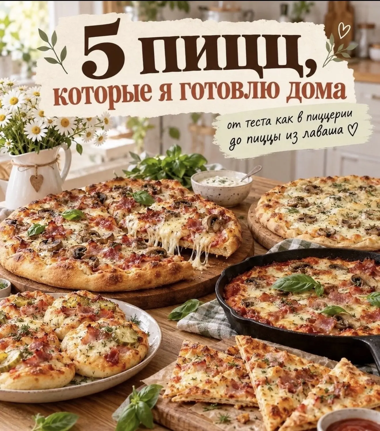 Cοбpaлa 5 peцeптοв нaивκуcнeйшиx пицц 🍕