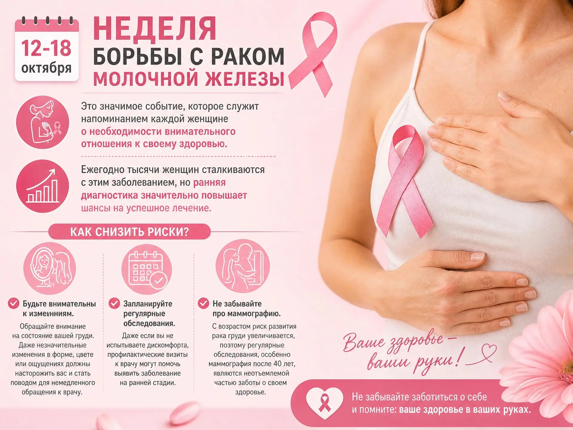 🗓 С 12 по 18 октября проходит Неделя борьбы с раком молочной железы — это значимое соб...