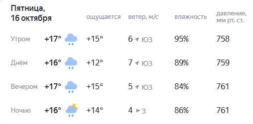 Прогноз погоды на завтра.