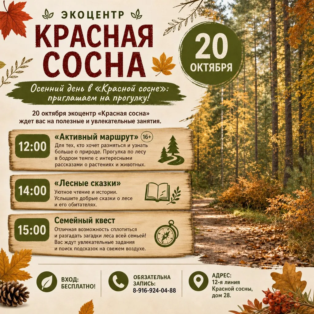 🍂 Осенний день в «Красной сосне»: приглашаем на прогулку!