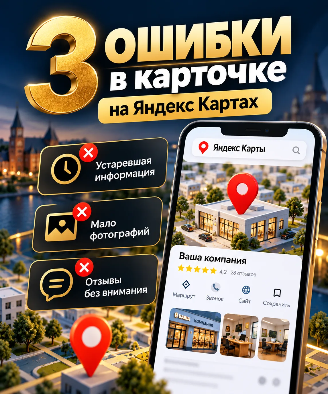 📍 3 признака, что ваша карточка на Яндекс Картах может терять клиентов