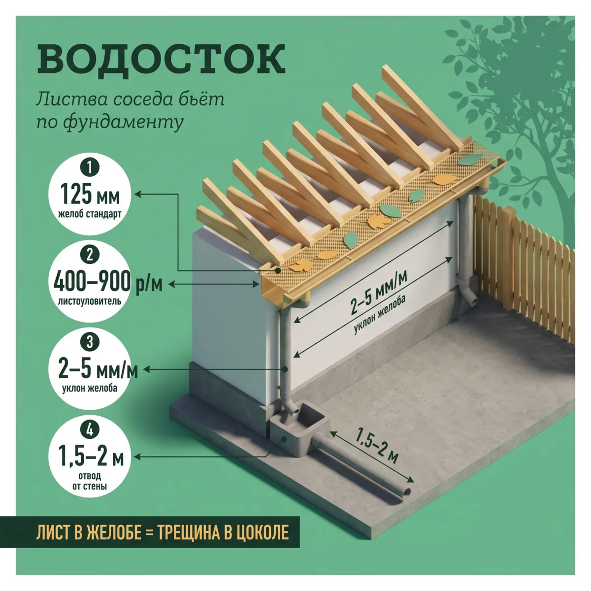 🍂 Листва соседского дерева забивает водосток: решения без ссоры