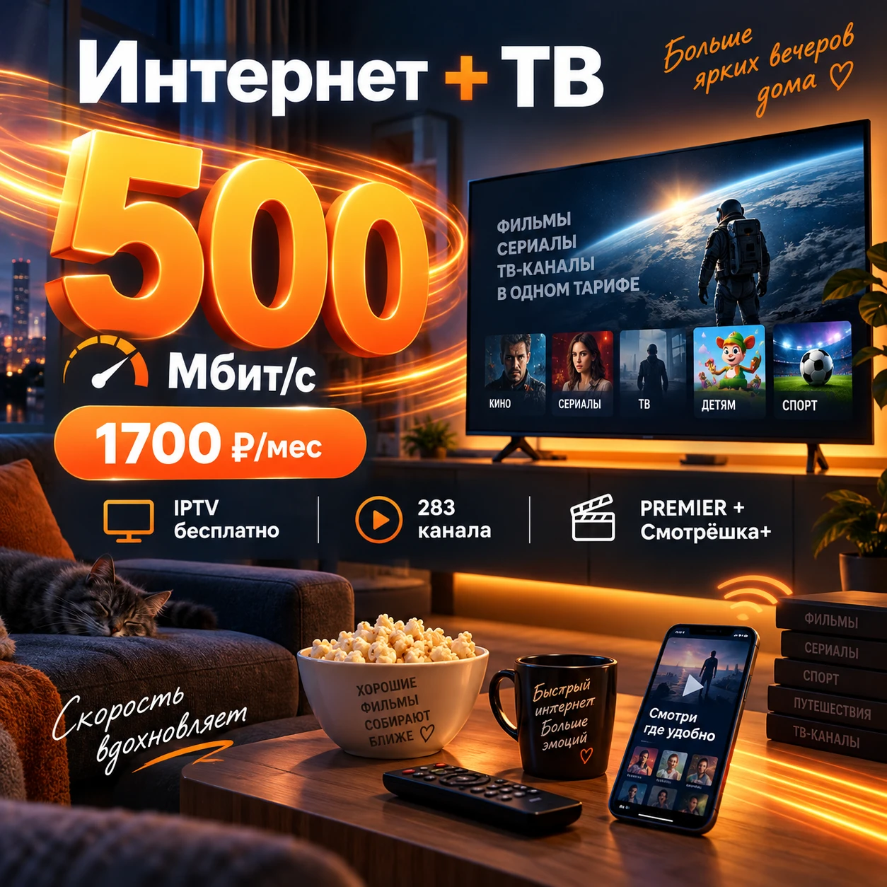 📺 Интернет + телевидение — уже в одном тарифе
