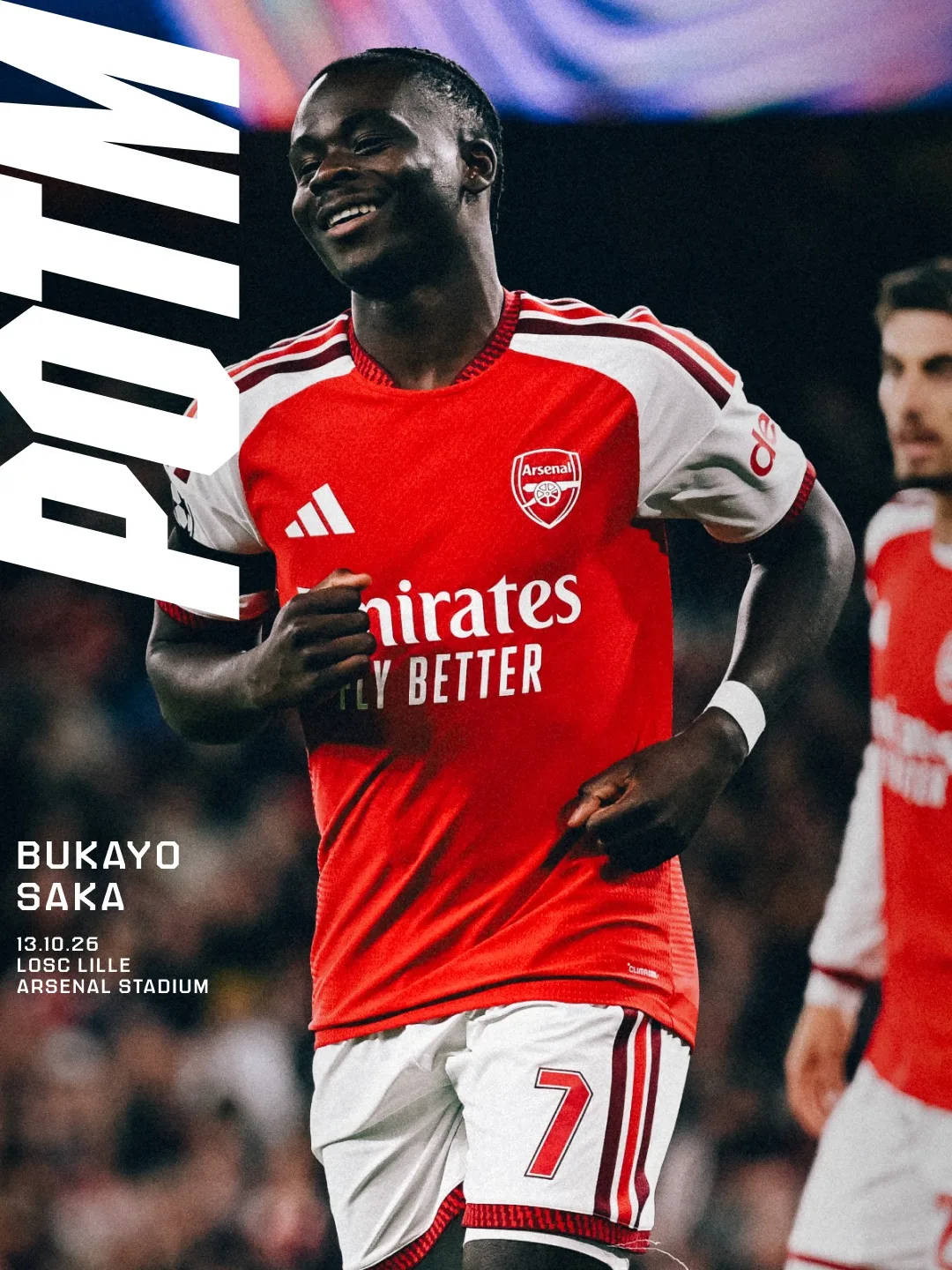 Букайо Сака признан игроком матча по версии болельщиков «Арсенала» 🔴⚪️