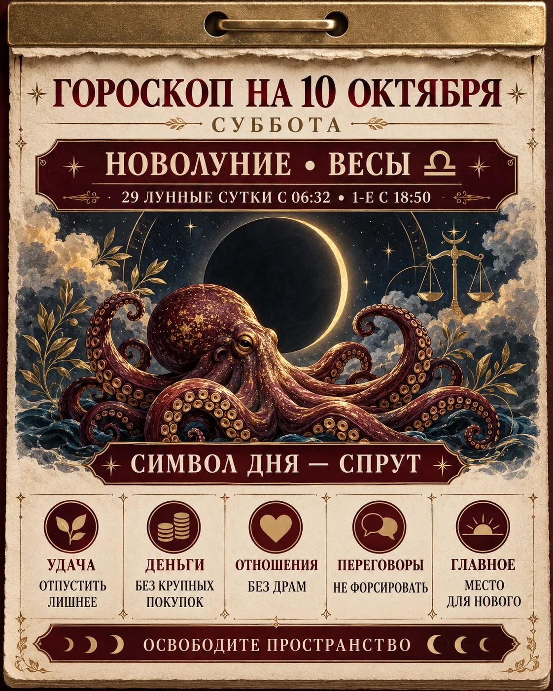 🌙 ГОРОСКОП НА СЕГОДНЯ — 10 ОКТЯБРЯ