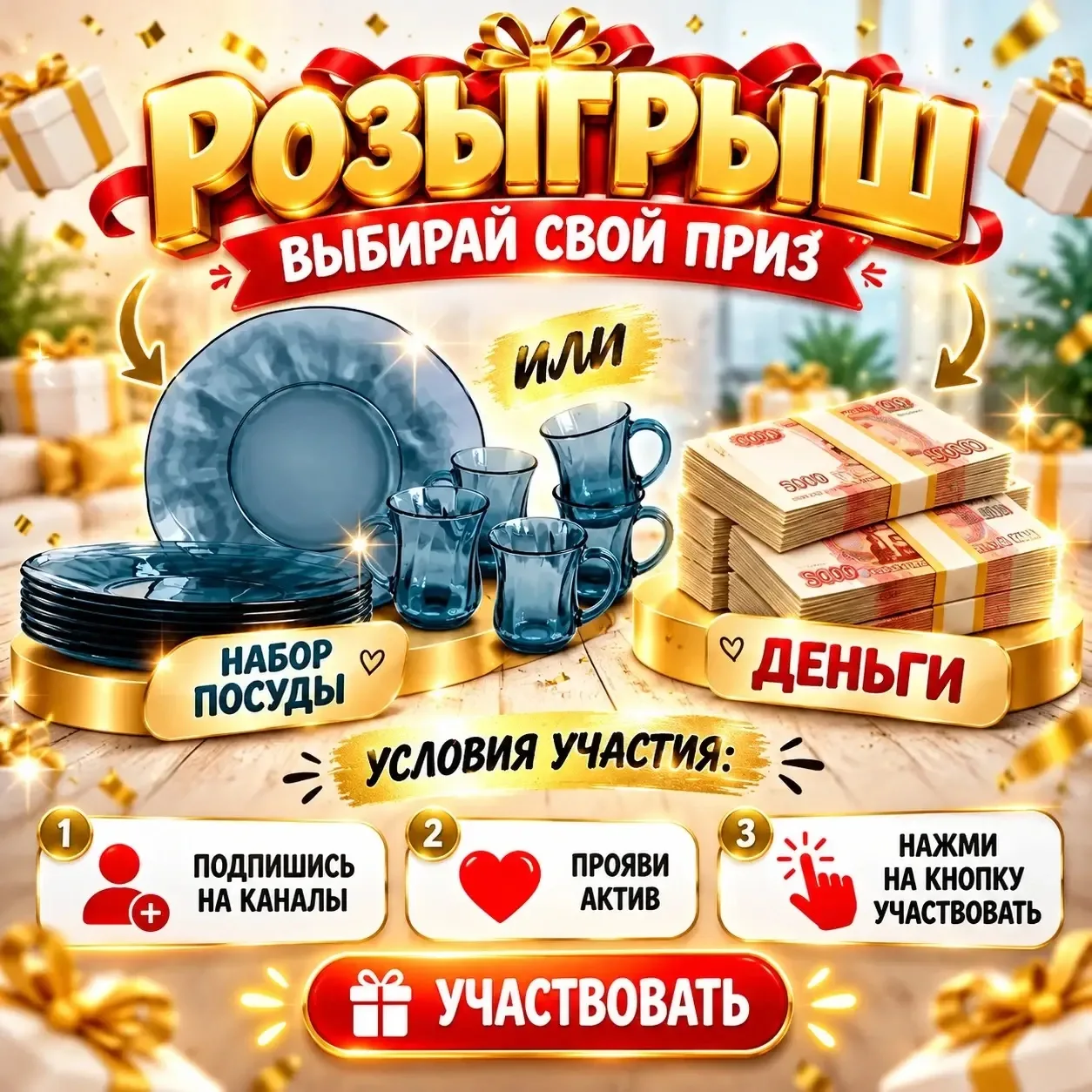 7 мест на розыгрыш посуды из 12 предметов 🔥