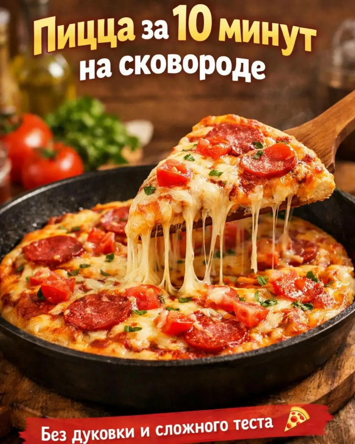Пицца за 10 минут… прямо на сковороде!