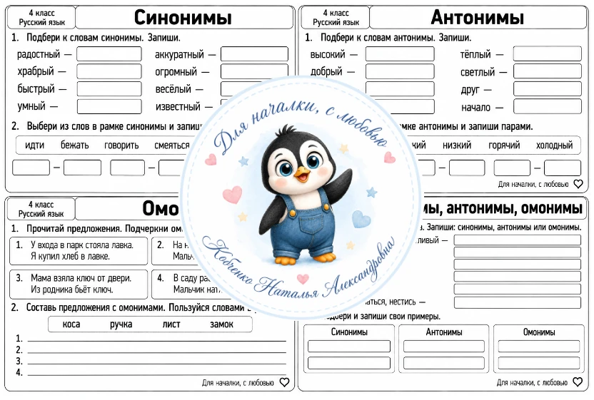 4 класс | Русский язык | Синонимы, антонимы, омонимы