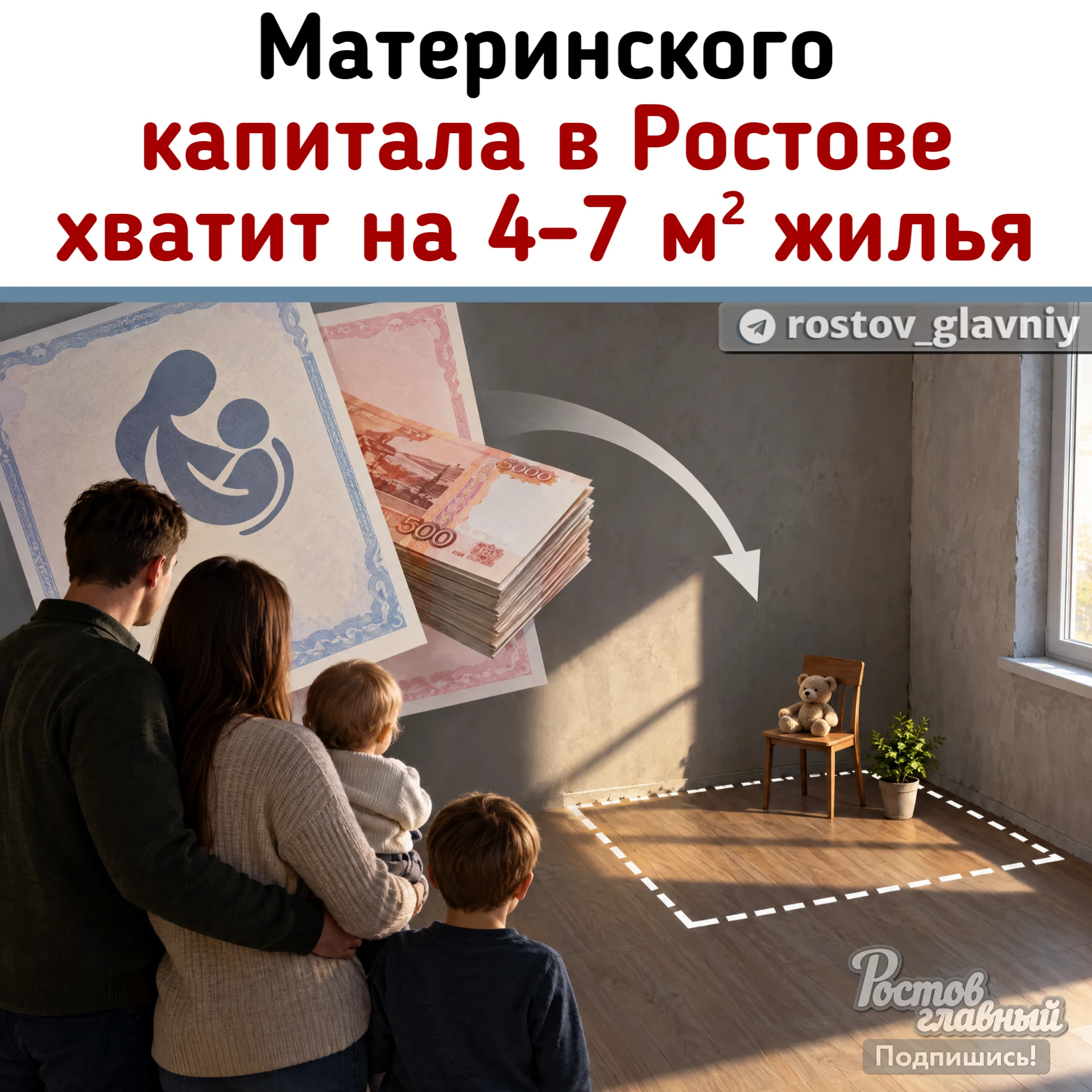🏠 Материнского капитала в Ростове хватит всего на 4–7 квадратных метров жилья