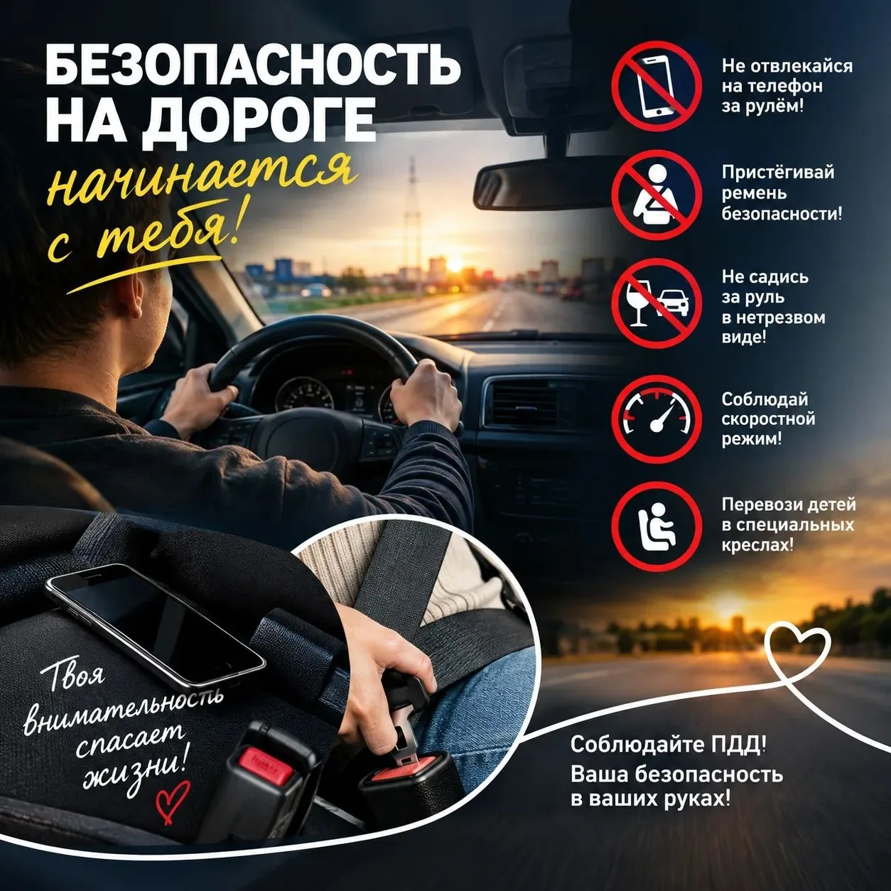 🚗 Безопасность на дороге начинается с каждого из нас!