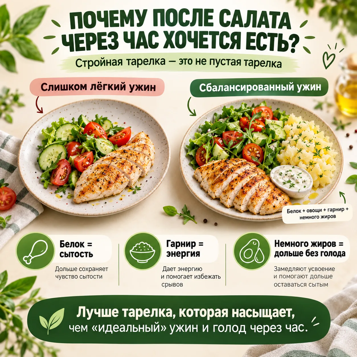 🥗 ПОЧЕМУ ПОСЛЕ «ПРАВИЛЬНОГО» САЛАТА ЧЕРЕЗ ЧАС ХОЧЕТСЯ ЕСТЬ СНОВА