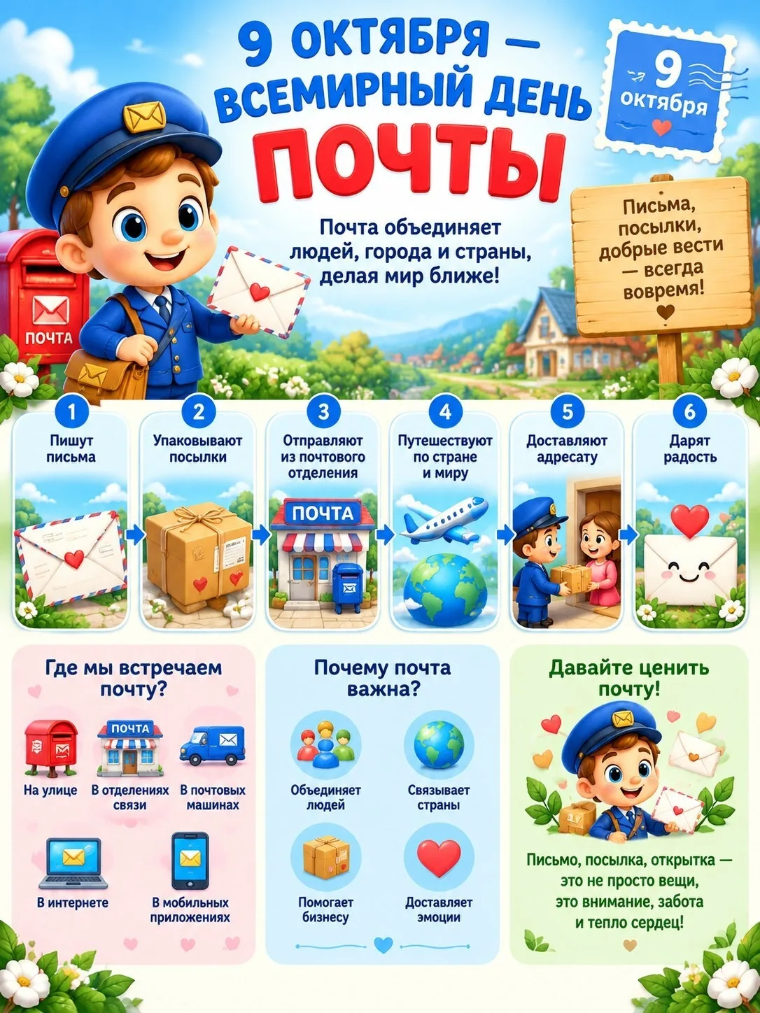 🎉 Сегодня, 9 октября — Всемирный день почты! 🎉