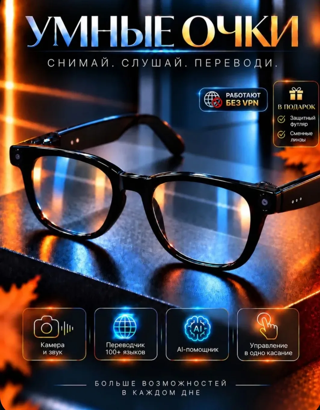 Умные очки с камерой и микрофоном, смарт-очки с искусственным интеллектом https://www.o...