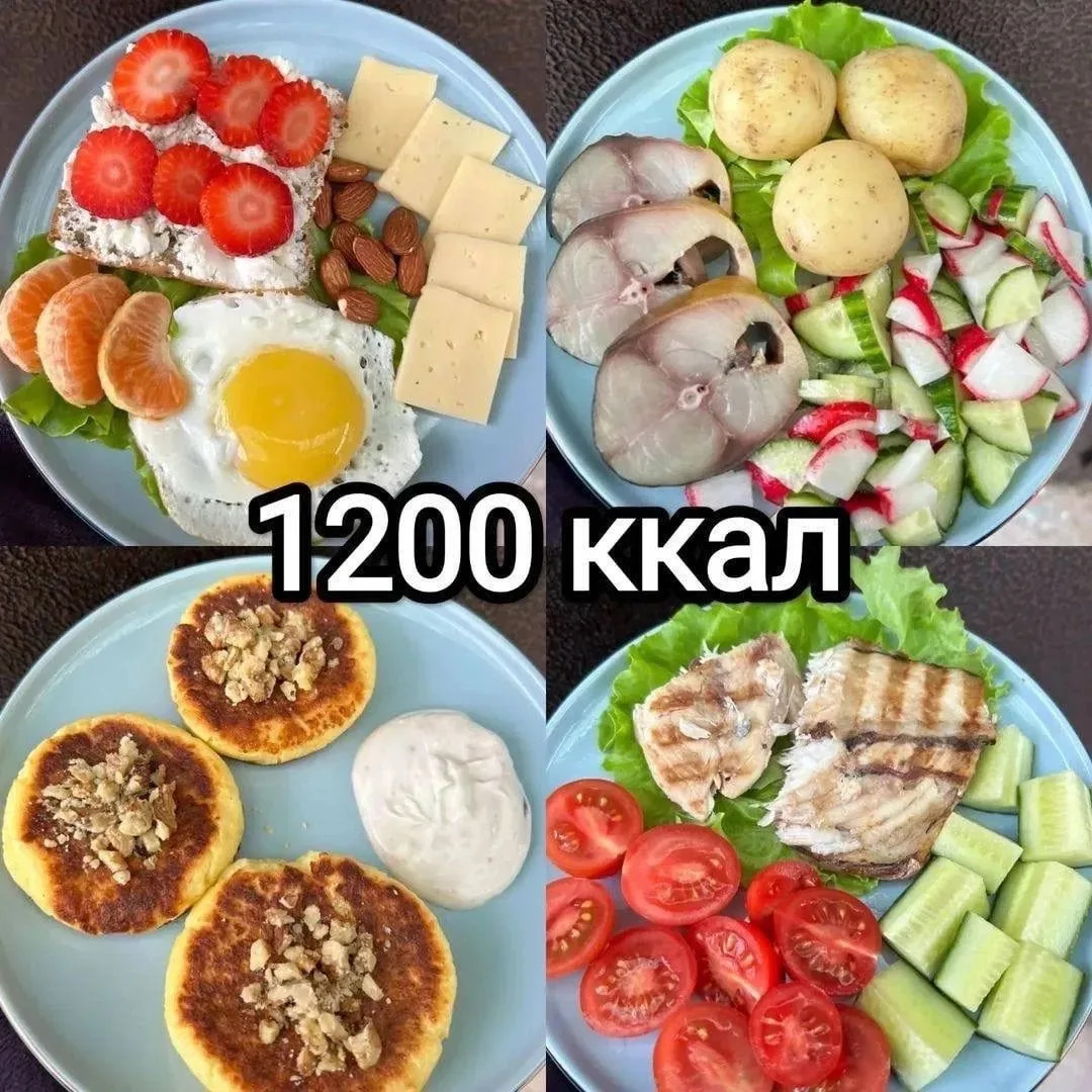 РАЦИОН ПИТАНИЯ НА 1️⃣2️⃣0️⃣0️⃣ ККАЛ
