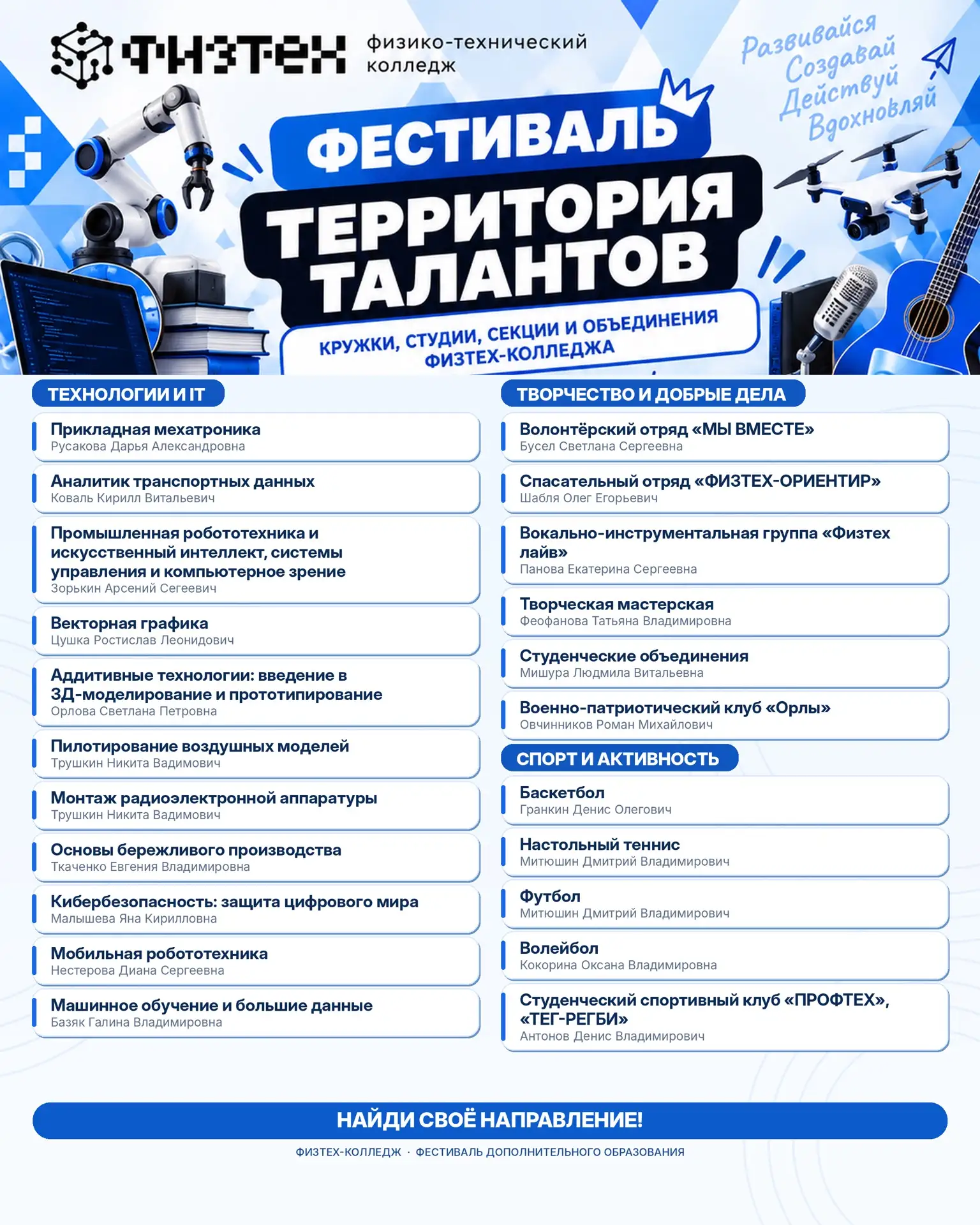 📢 Фестиваль «Территория Талантов» дополнительного образования Физтех-колледжа
