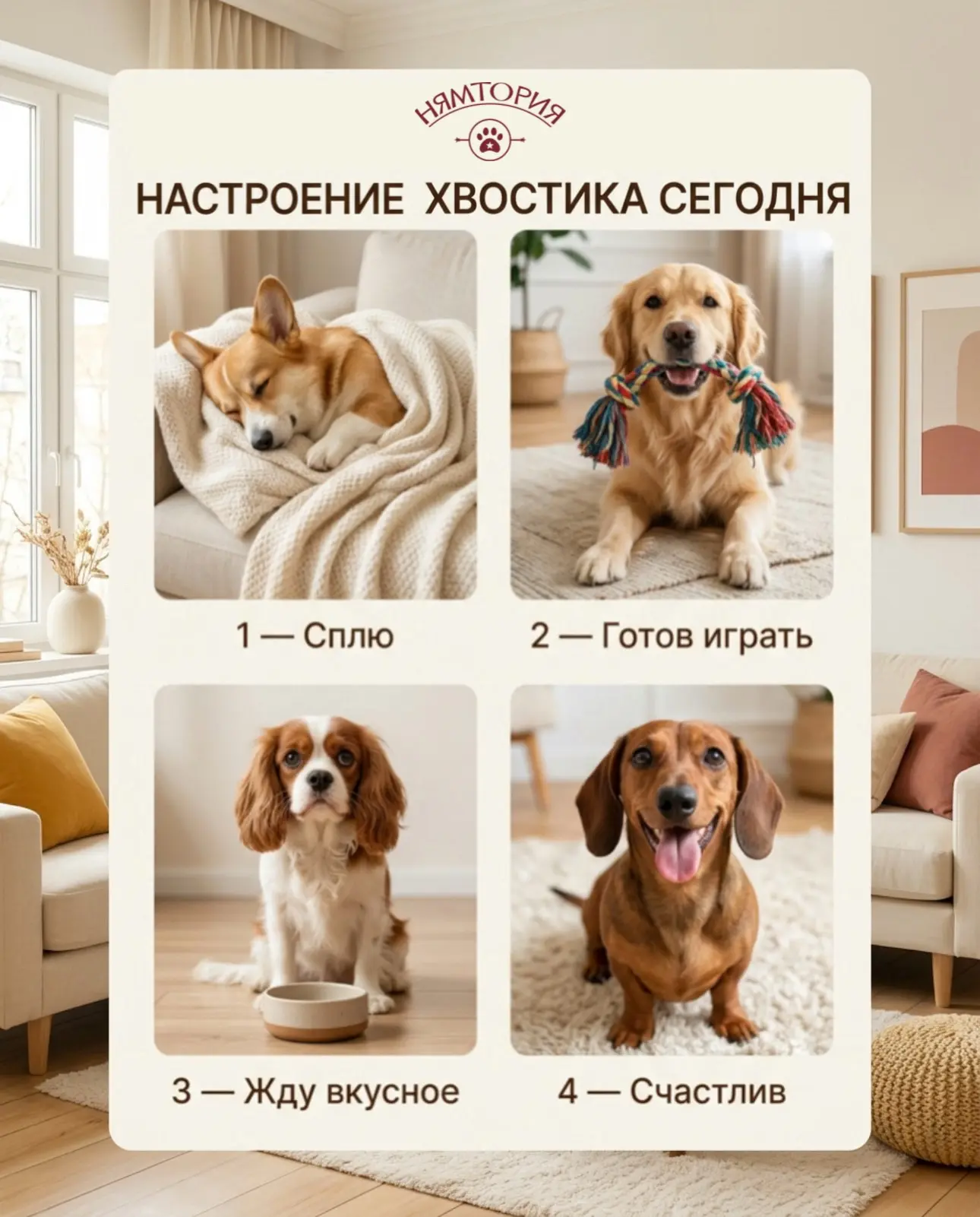 Какое настроение у вашего питомца сегодня? 🐶