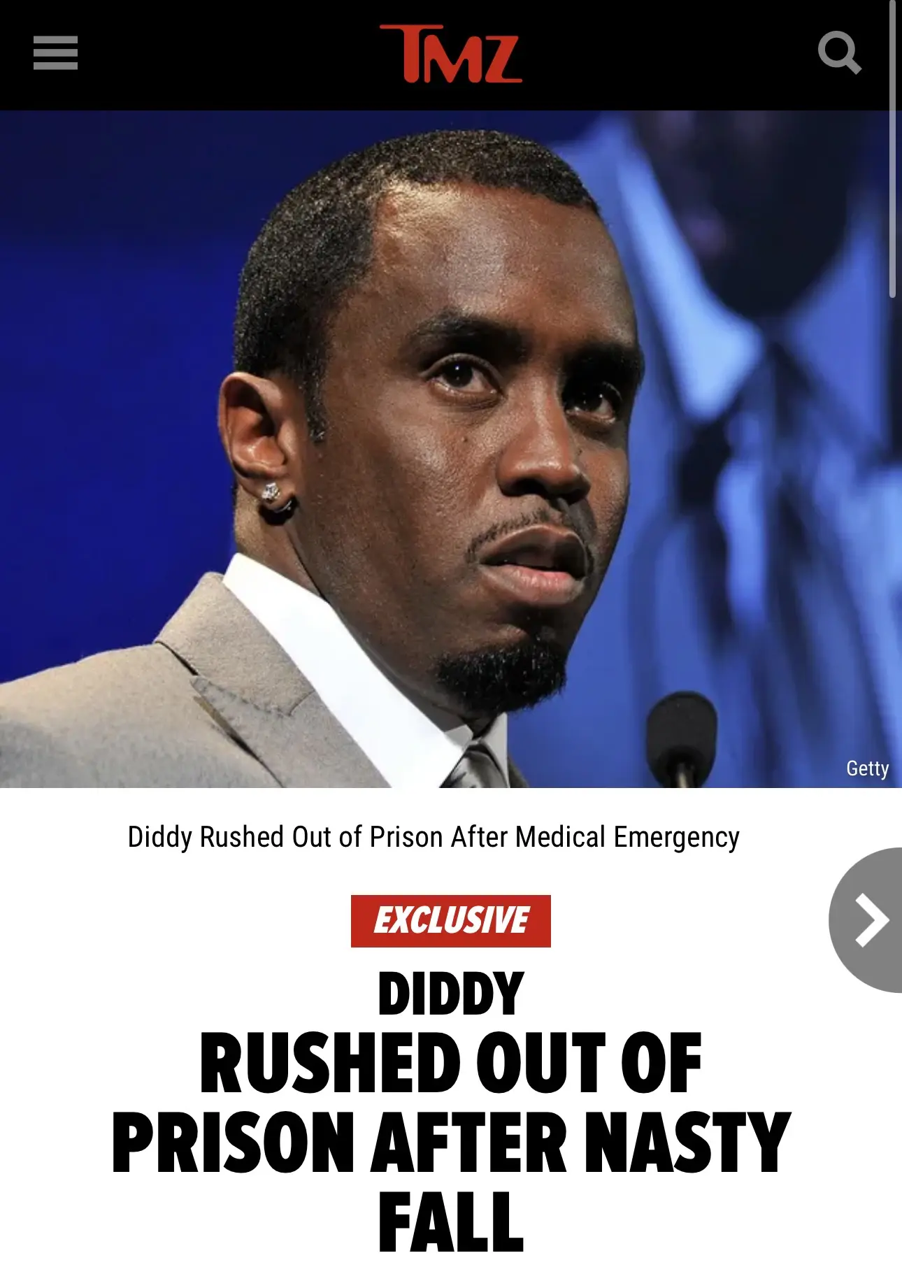 P.Diddy экстренно вывезли из тюрьмы из-за травмы головы