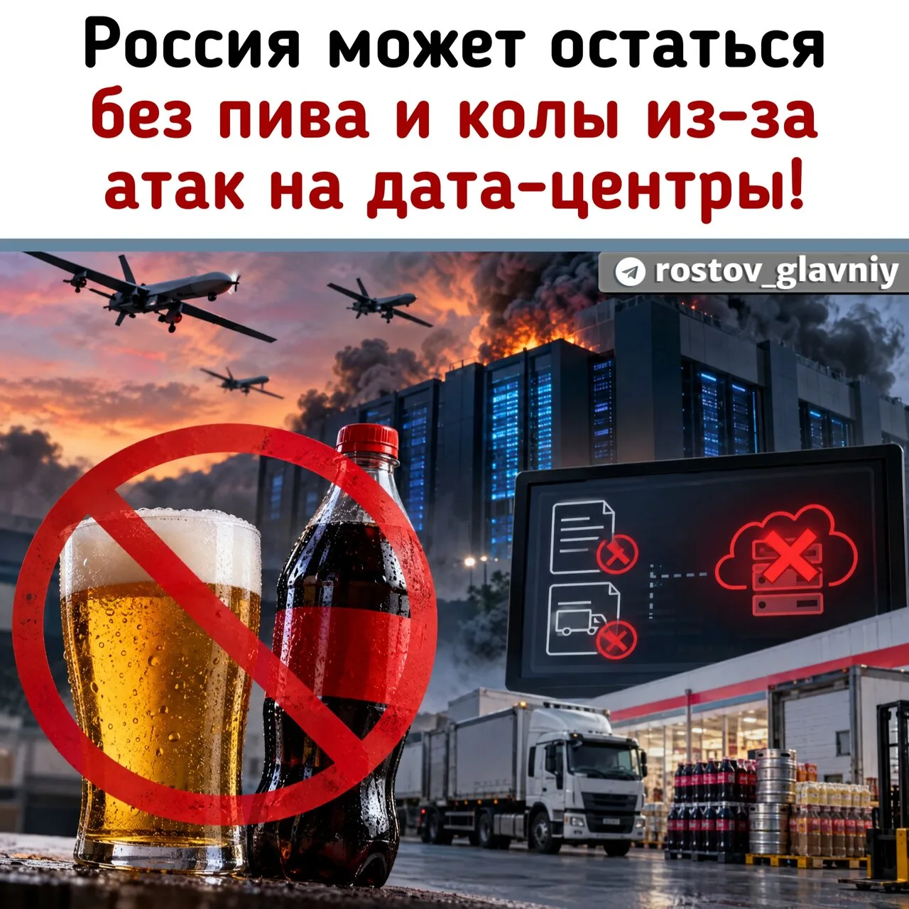 🍺 Россия может остаться без пива и колы из-за атак БПЛА на дата-центры!
