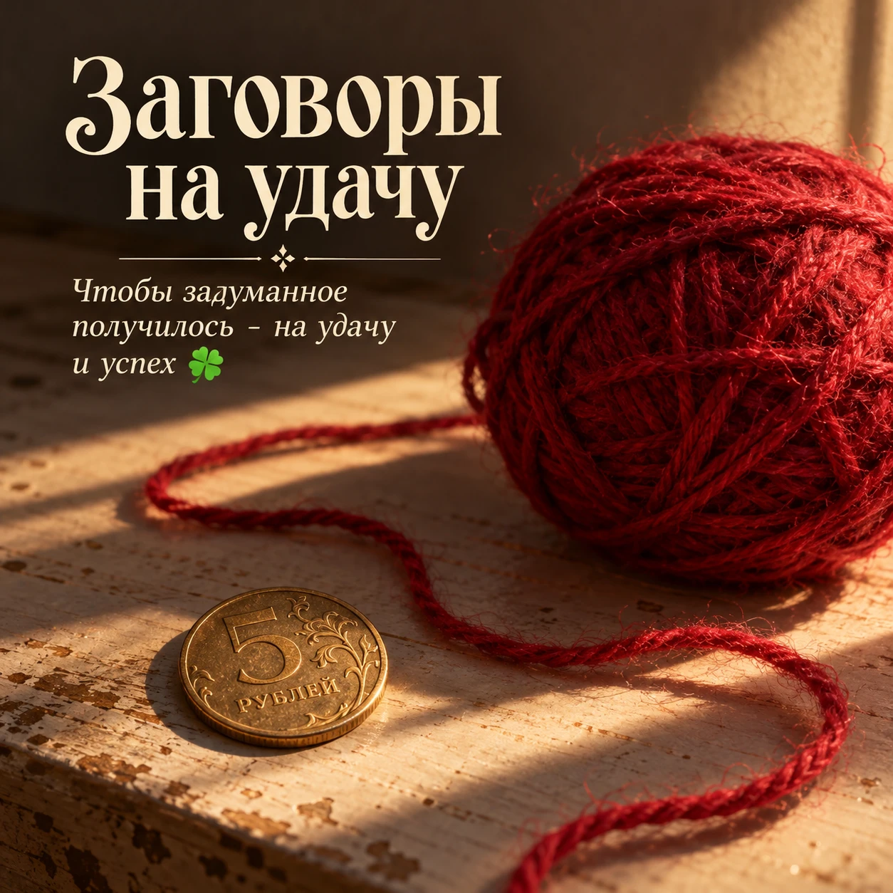 Чтобы задуманное получилось - на удачу и успех 🍀