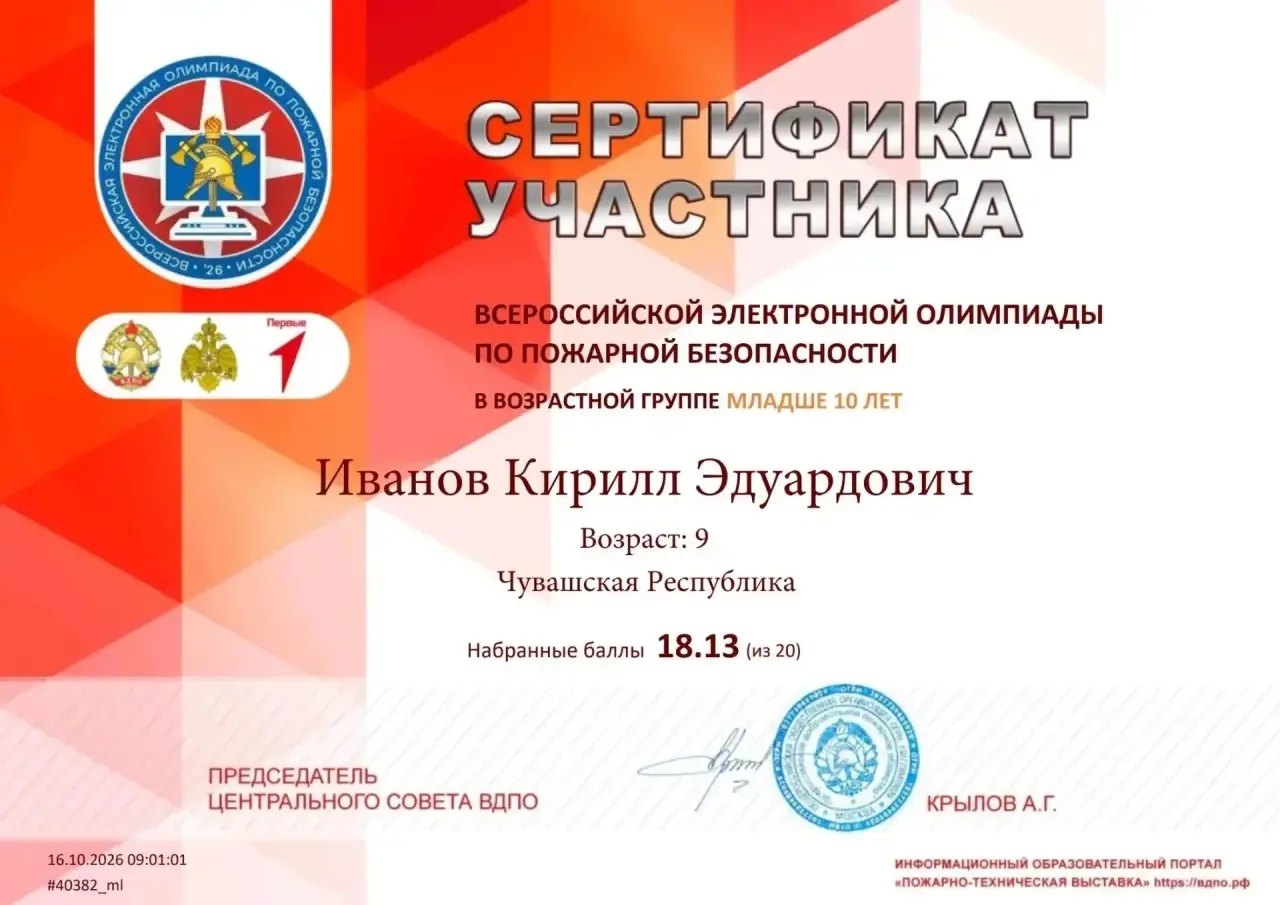 Обучающиеся 3Г класса- участники олимпиады по пожарной безопасности
