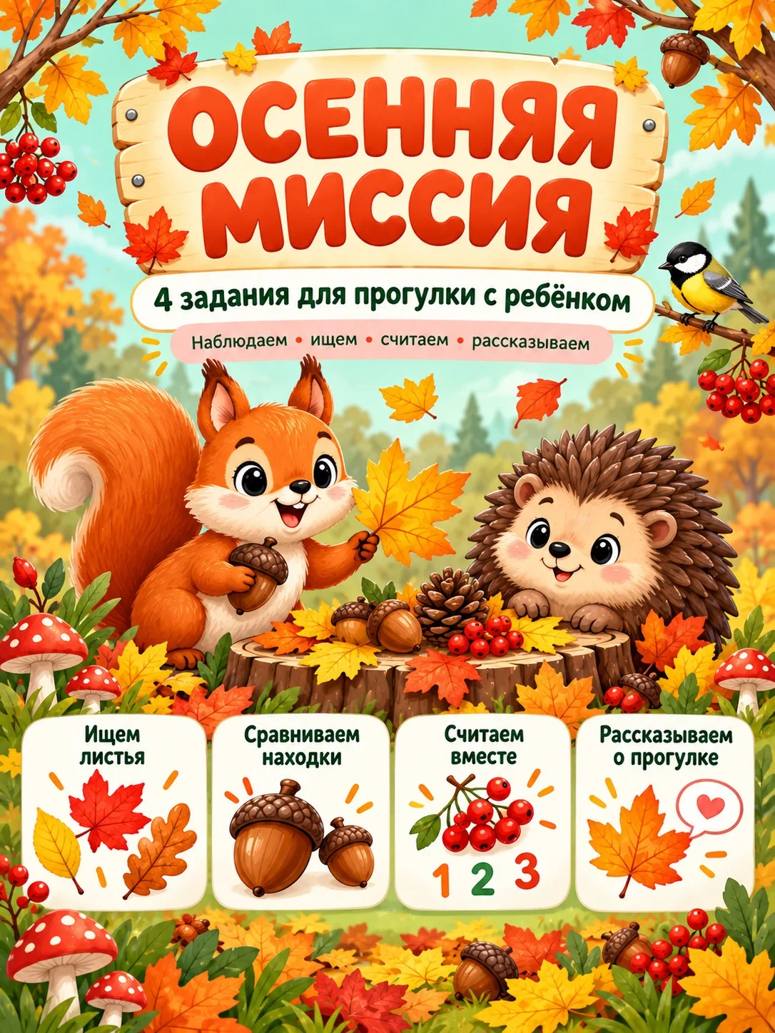 🍂 Осенняя миссия для прогулки с ребёнком.