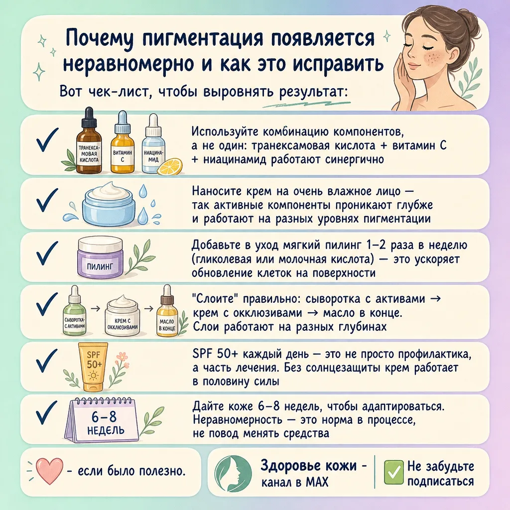 🎨 Почему пигментация появляется неравномерно и как это исправить