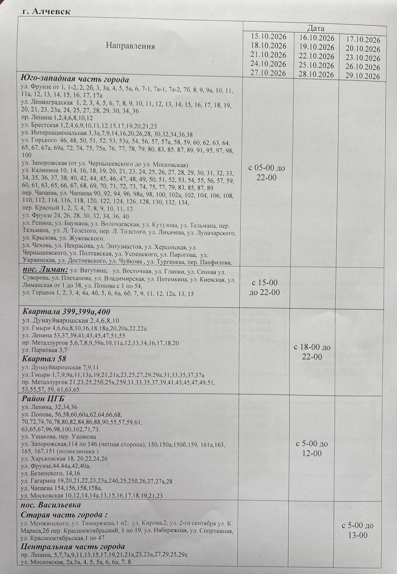 ИЗМЕНЕН РЕЖИМ ВОДОСНАБЖЕНИЯ