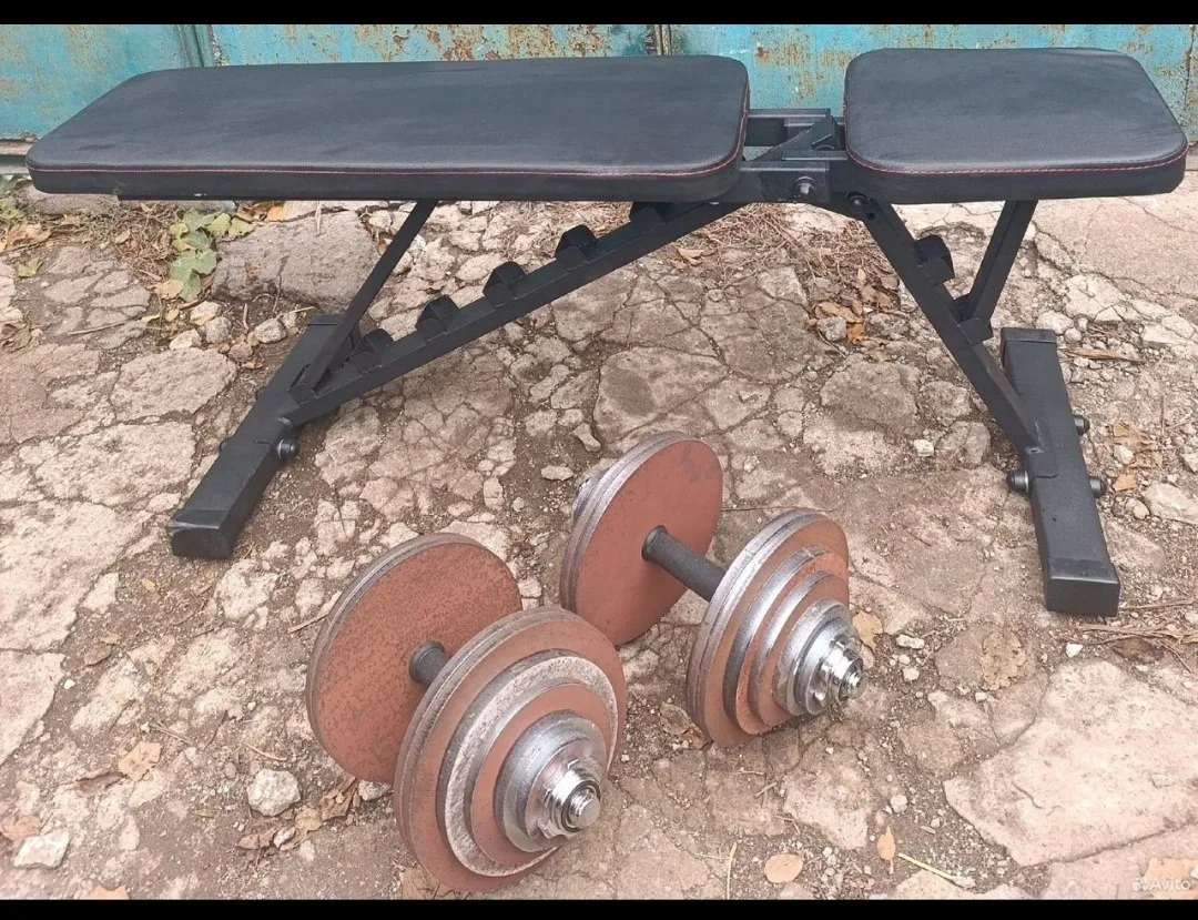 Продам гантели 24.5 кг и скамью