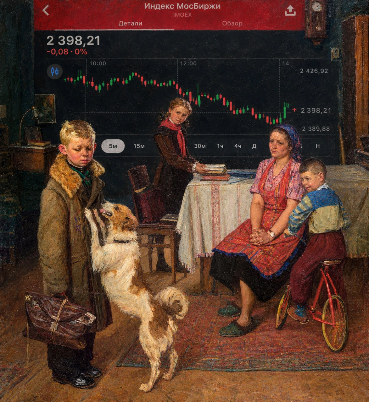 Опять ниже 2400. Холст. Масло. 2026 год.