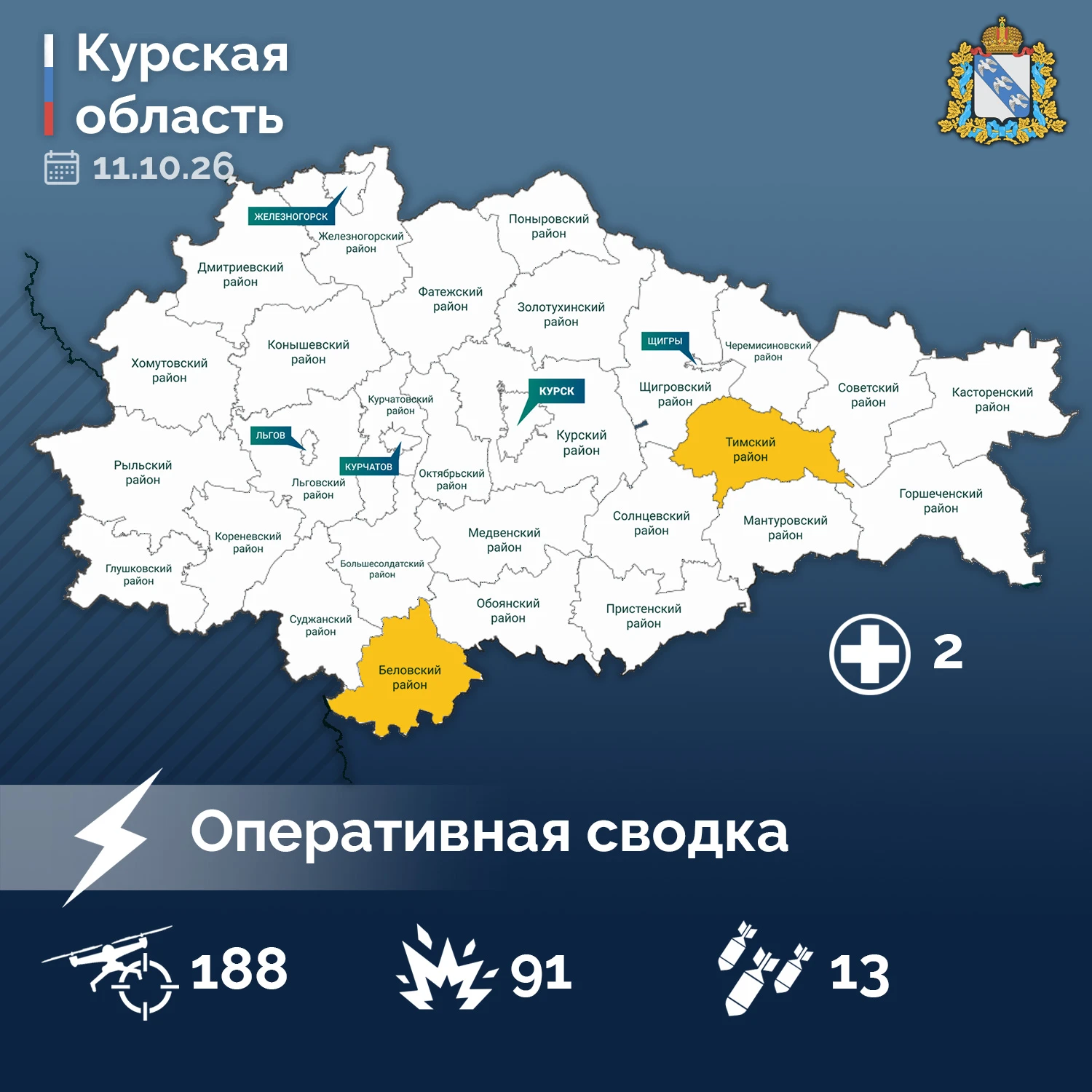 ⚡️ Александр Хинштейн опубликовал сводку об оперативной обстановке в Курской области за...