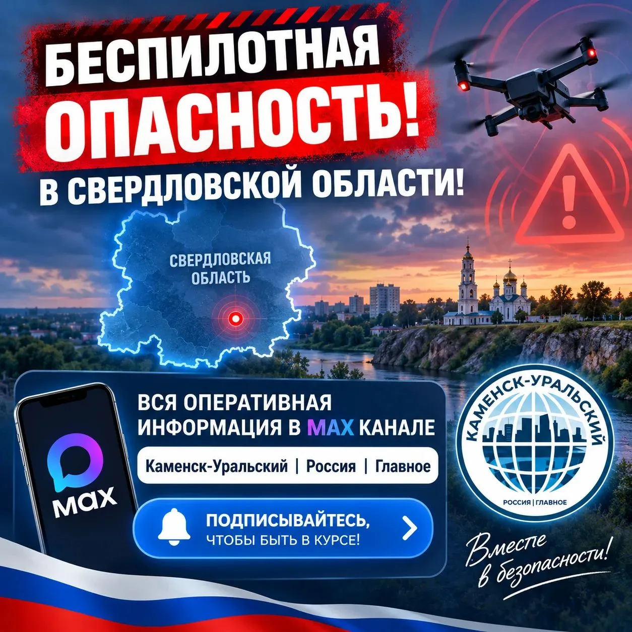 «БЕСПИЛОТНАЯ ОПАСНОСТЬ» на территории Свердловской области 16.10.2026 в 09:30. Сохраняй...