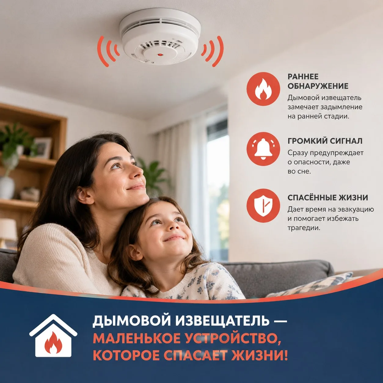 🏠 Дымовой извещатель дома — маленькое устройство, которое может спасти жизнь