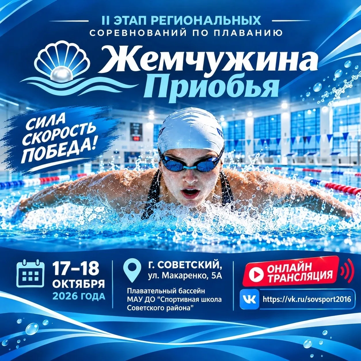 🏊‍♂️ II этап региональных соревнований по плаванию«Жемчужина Приобья»