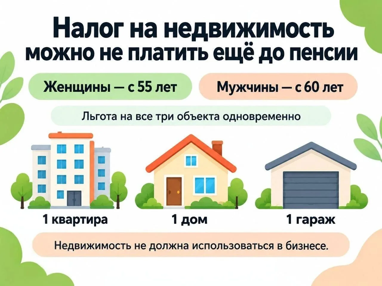 Женщины с 55 лет и мужчины с 60 лет могут не платить налог на недвижимость — даже если ...