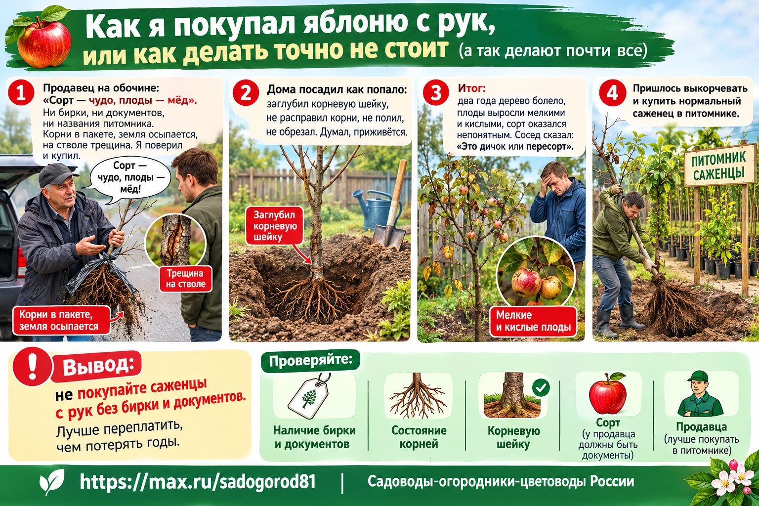🍎 Как я покупал яблоню с рук, или как делать точно не стоит (а так делают почти все)