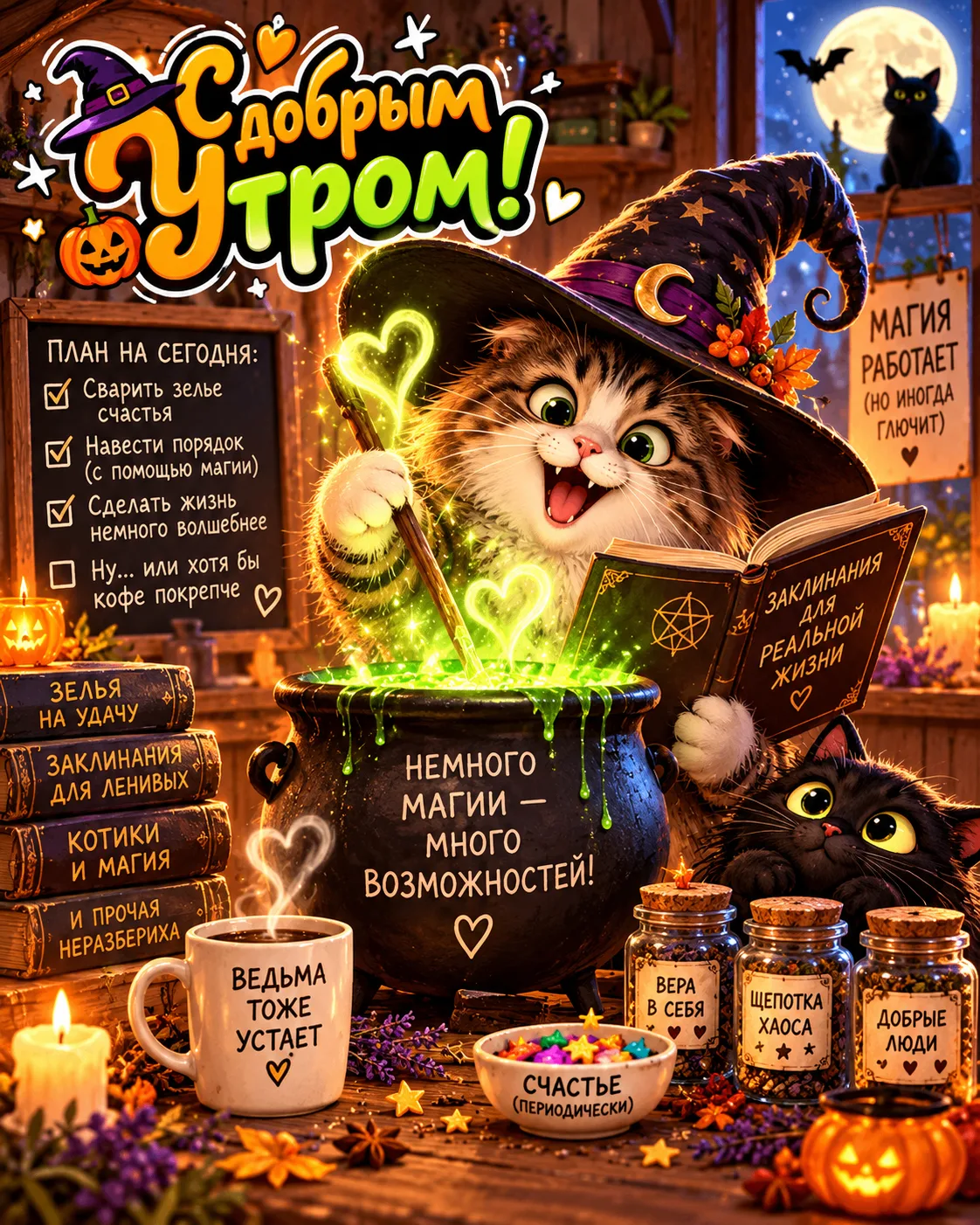 🧙‍♀️ Главное в утреннем волшебстве, чтобы кофе сам сварился, завтрак приготовился, а д...