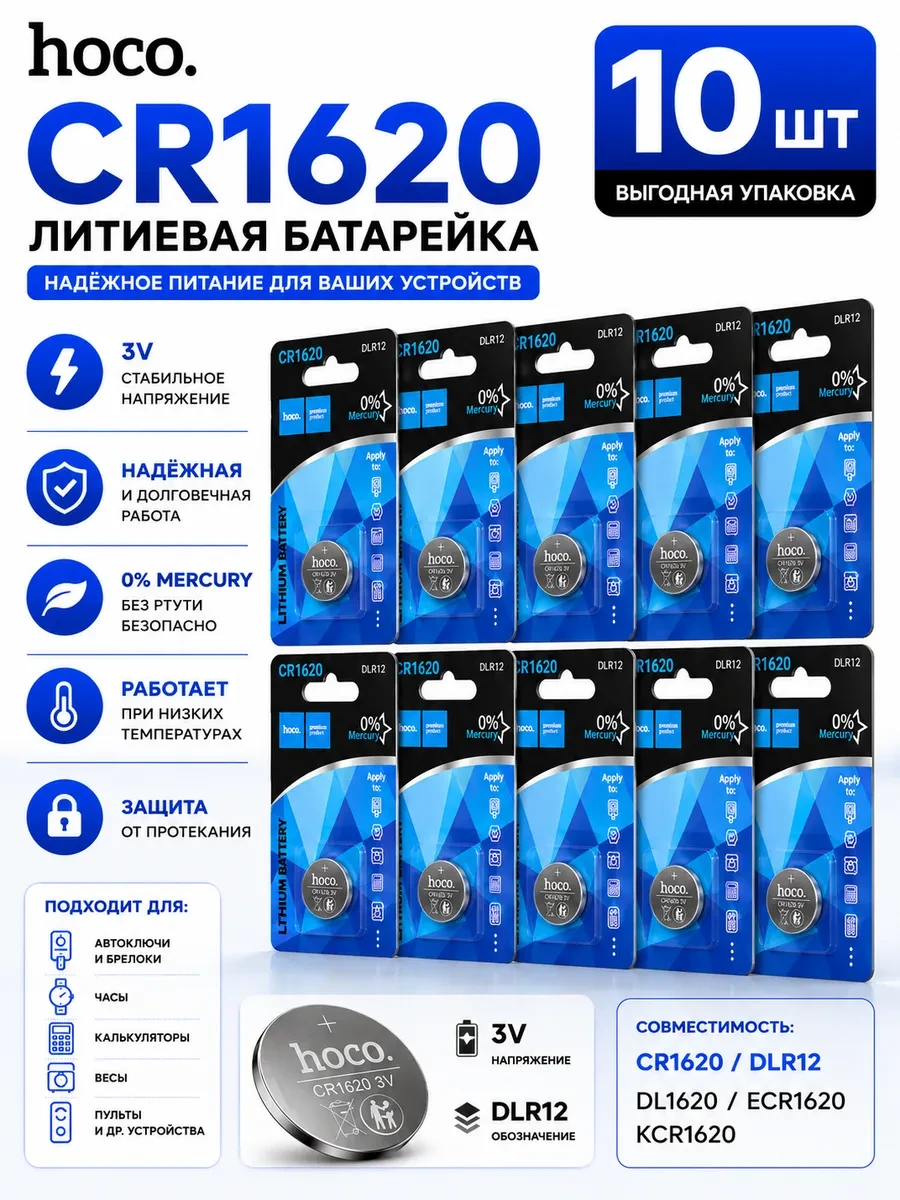 ⚡️ 71,3%   | Батарейки CR1620 литиевые 10 шт